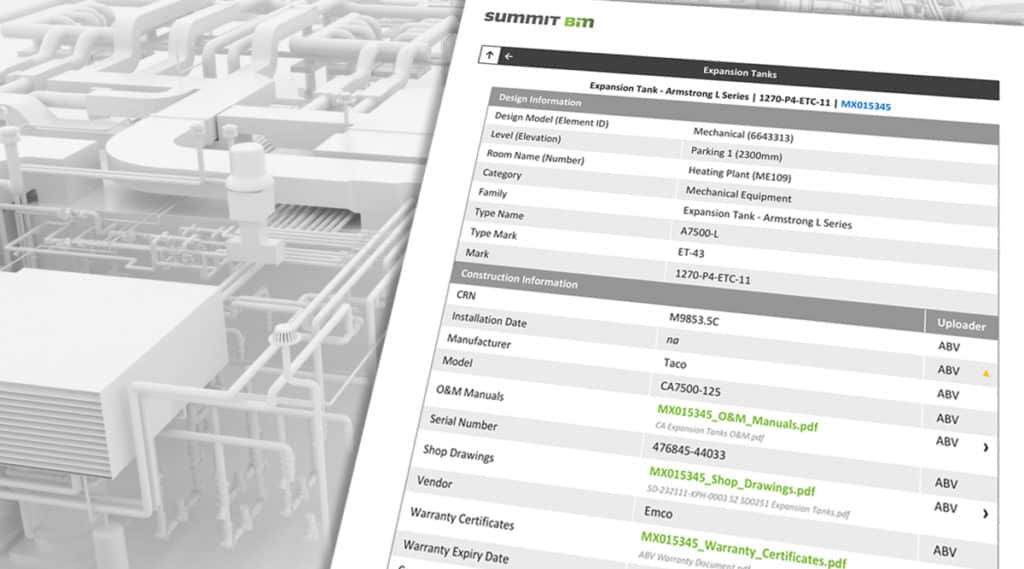 A PDF report with a building model in the background